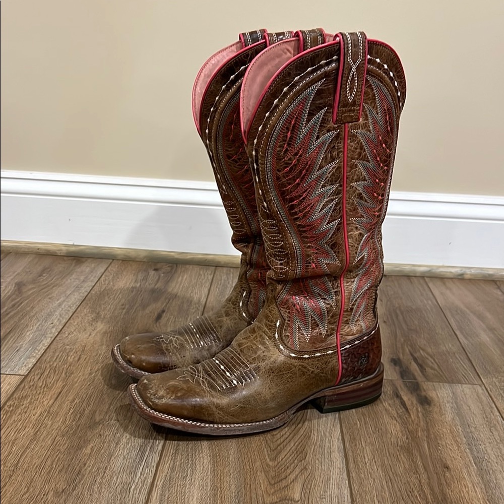 Ariat Vaquera Boots Brown and Pink Size 10